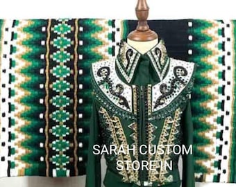 Bolero Shirt with Matching Saddle pad Western women show Bolero set Western Showmanship Bolero set Western horsemanship bolero shirt saddle.