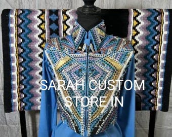 Bolero Shirt with Matching Saddle pad Western women show Bolero set Western Showmanship Bolero set Western horsemanship bolero shirt saddle.