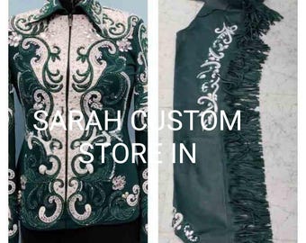 Jacket with Matching Chap Western women show jacket with Matching Chap Western horsemanship jacket with Matching Chap