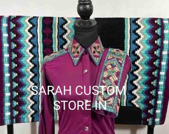 Western Show Shirt with matching saddle pad showmanship shirt horsemanship shirt