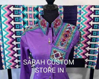 Western Show Shirt with matching saddle pad showmanship shirt horsemanship shirt