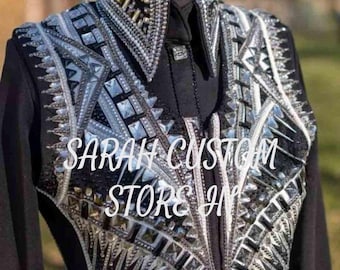 Western Women Show bolero Black base show bolero with black clear accents black Shirt.Black Bolero with black shirt.