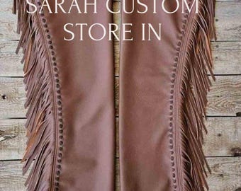 Chap Fringed Chap Custom made chap hand made chap Leather Western Chaps Custom chap Made with High Quality Soft Leather