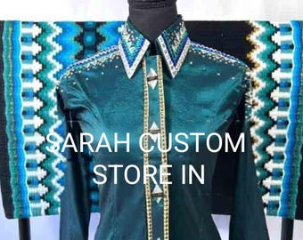 Western Show Shirt with matching saddle pad showmanship shirt horsemanship shirt