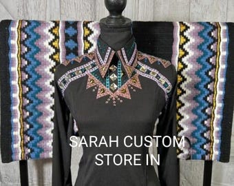 Retro Shirts . Western women show shirt Shirt with Saddle pad