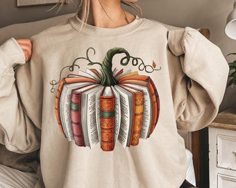 Fall Book Pumpkin Halloween Shirt, Halloween Book Lover Shirt, Fall Bookish Shirt, Pumpkin Book Shirt, Pumpkin Sweater, Fall Spooky Shirt