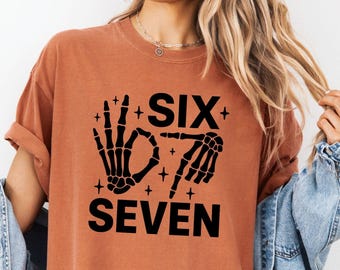 6 7 Meme Shirt, Funny Skeleton Hands Tee, Halloween Couples Shirt, Trendy Shirt, Six Seven T-shirt, 67 Couples Tee Comfort Colors®