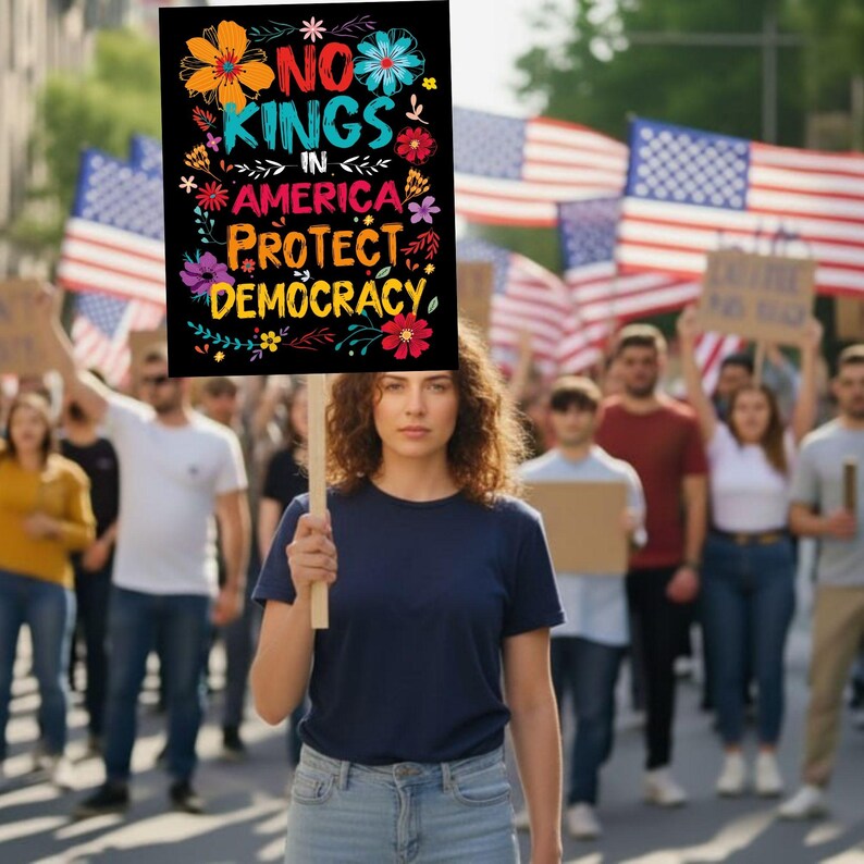 Protect Democracy Protest Sign, No Kings Rally Day Protests Sign, Anti ...