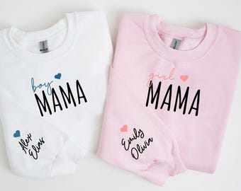 Sudadera personalizada para mamá con nombre de niño, regalo para el Día de la Madre, anuncio de bebé, regalo para futura mamá, suéter personalizado para mamá