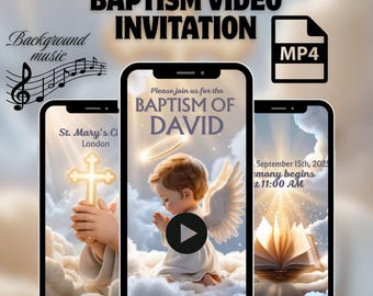 Animated Baptism Invitation: Catholic Christening Video Invite