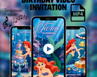 Animated Ariel Little Mermaid Birthday Invitation: Under the Sea Theme (Digital, Ready in 24h)