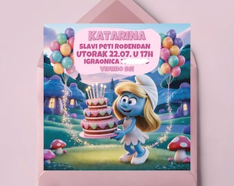 Personalized Smurfette Birthday Invitation: Digital Party Invite (PDF or JPG File)