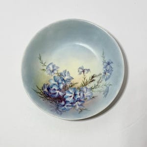 Haviland France Bowl | Hand-Painted Blue Florals on Ombré Ground | Limoges Porcelain | Decorator Blank c.1894–1931