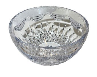 Cuenco de cristal Waterford Prentiss - Centro de mesa redondo de 23,4 cm - Corte de hoja drapeado - Base de estrella - Cristal irlandés