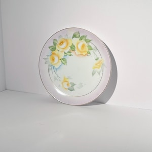 Hand-Painted Bavaria Roses Plate: Signed Hauk, Lavender Rim, Gold Trim