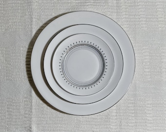 Vintage Spode Fairfax China Plate Sets | Dinner, Salad, or Bread | Platinum Trimmed Porcelain