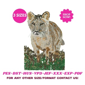Lion Face Embroidery Design: Machine Embroidery Pattern (Digital Download, 3 Sizes)