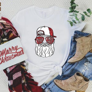 Funny Santa Christmas Shirt, Merry Christmas T-Shirt for Women Men, Hipster Santa Claus Shirt, Holiday Graphic Tee Sweatshirt Gift
