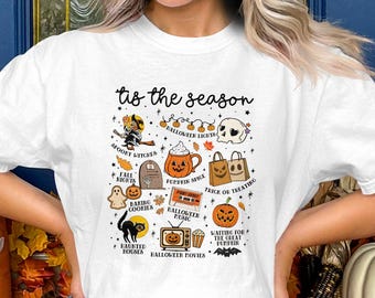 Tis The Season Halloween Shirt, Fall Graphic Tee, Spooky Season T-Shirt, Pumpkin Spice Top, Cute Autumn Tee, Halloween Vibes Shirt