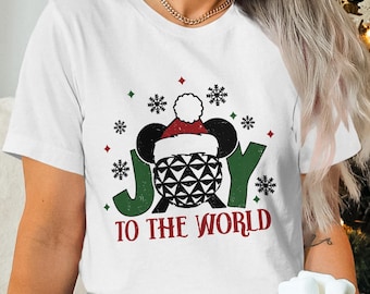 Joy To The World Shirt, Disney Christmas Tee, Epcot Holiday Shirt, Santa Hat Mouse Tee, Cute Xmas Outfit, Family Gift TShirt
