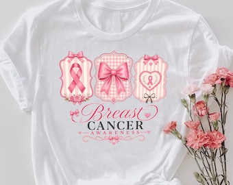 Breast Cancer Shirt, Pink Ribbon Coquette Bow, Cancer Survivor Gift