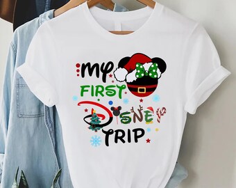 Christmas Disney Trip Shirt, My First Disney Vacation Tee, Holiday Mickey Minnie Ears Shirt, Family Christmas Disney T Shirt