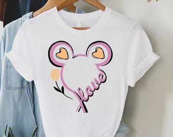 Mickey love shirt, heart ear t-shirt, floral Disney inspired tee, cute graphic top, Valentine gift for her, custom vacation shirt