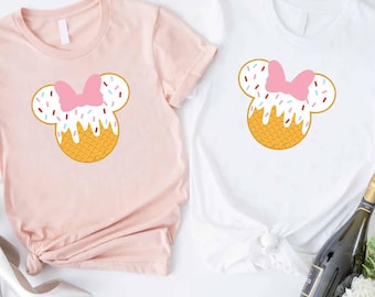 Ice Cream Minnie Shirt, Summer Disney Tee, Sweet Treat Mouse Top, Cute Vacation Shirt, Pink Sprinkle Cone Tee, Magical Park Shirt
