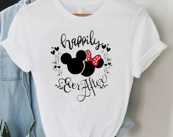 Happily Ever After Couple Shirt, Disney Matching Mickey Minnie Shirts, Bride and Groom Honeymoon Tee, Wedding Anniversary Gift