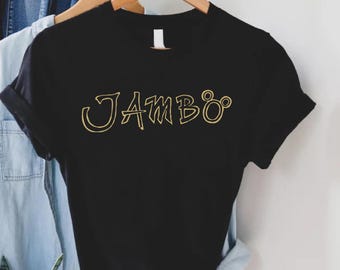 Jambo shirt, Swahili hello graphic tee, safari theme park outfit, mouse ear inspired design, pink unisex top, vacation gift, minimalist