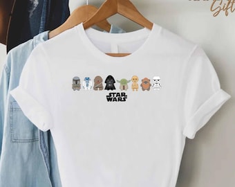 Star Wars Characters Shirt, Cute Cartoon Star Wars TShirt, Funny Movie Graphic Tee, Unisex Star Wars Fan Gift, Nerd Geek Clothing
