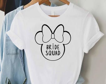 Bride Minnie Bachelorette Party Shirts, Bride Squad Disney Shirts, Matching Bridal Party Tees, Wedding Group Vacation Tops