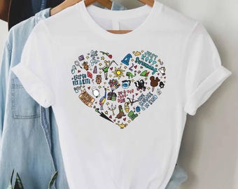 Disney Heart Icons T-Shirt, Magical Quotes Tee, Pixar Inspired Shirt, Disney Fan Gift, Cute Graphic Tee, Park Outfit Top