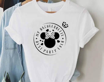 Personalized Bachelorette Party Shirts, Minnie Mouse Theme, Bride and Squad Matching Tees, Custom Name Gift, Disney Trip Shirts