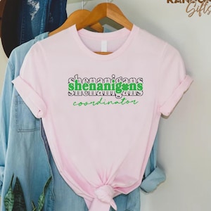 Shenanigans Coordinator Shirt, St Patrick&#39;s Day Tee, Funny Irish Green Top, Clover Graphic, St Paddy Party, Unisex Gift