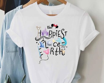 Happiest Place on Earth Shirt, Disney Castle Graphic Tee, Magical Vacation T-Shirt, Cute Park Outfit, Family Trip Matching Top