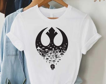 Star Wars Rebel Alliance Logo Tişört, Mandalorian Boba Fett Starship Tasarım, Unisex Star Wars Gift, Sci Fi Fandom Tshirt, Geeky Graphic Tee
