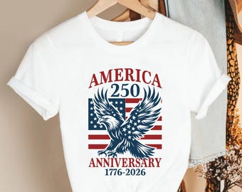 America 250 Anniversary Shirt, Patriotic Eagle USA Flag Tee