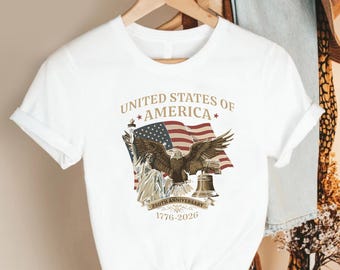 USA 250th Anniversary Tee, Eagle Liberty Bell American Flag Shirt