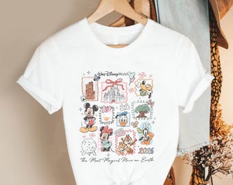 themepark, collage, cartoon, characters, retro, poster, style, unisex, cotton, tshirt, vacation, memories, print