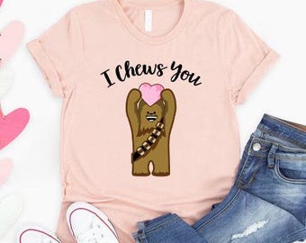 I Chews You Shirt, Chewbacca Valentine Tee, Star Wars Inspired Wookiee Love, Pink Heart Graphic, Kids and Adults Unisex T Shirt, Cute Gift