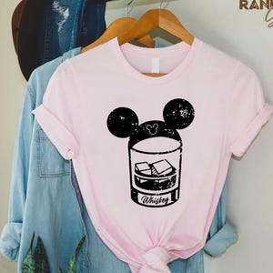 Funny Whiskey Mickey Shirt Distressed Booze Glass Tee Adult Disney Drinking Shirt Humor Park TShirt Gift For Men Women Vacation