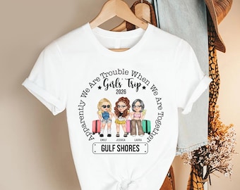 Girls Trip Shirt, Friends Vacation Tee, Matching Group Outfit, Beach Trip Shirt, Custom Names Travel Shirt Womens