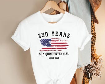 250 Years Anniversary T-Shirt, Distressed USA Flag, Patriotic Pride