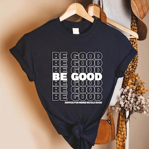 Be Good Statement Shirt, Repeated Typography Tee, Justice Message Apparel, Minimal Protest Design, Ethical Streetwear Look