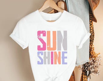 Sunshine Typography Tee, Summer Vacation Beach Apparel, Casual Sunny Day Top