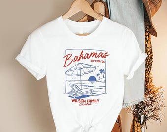 bahamas vacation , summer beach tshirt, tropical island top, custom family name ocean holiday outfit