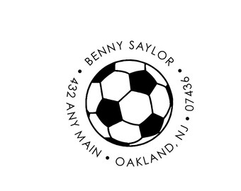 Soccer Player Stamp Address, Custom Rubber or Self-Inking Stamp for Sports Fans