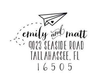 Typewriter Font Air Mail Mailing Rubber Stamp Wedding Stamp DIY Printing Custom Stamp Personalized Address Stamp Paper Airplane Stamp