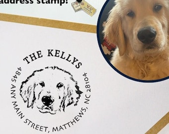 Custom Pet Dog Cat Face Address Stamp, Personalized Animal Signature (Wood or Self-Inking) Wedding, Housewarming Gift